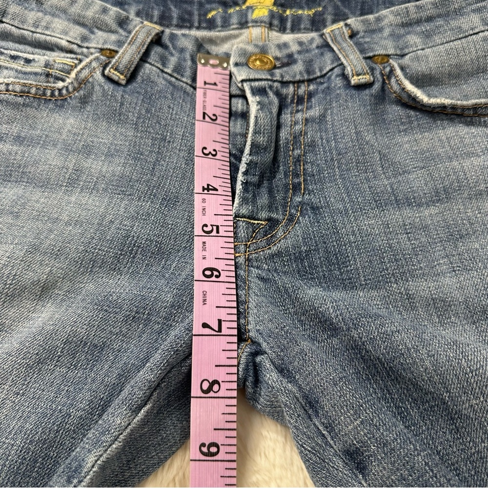 7 For All Mankind Vintage Y2K Low Cut Bootcut Denim Jeans 27 Bling Boho Cowgirl - Picture 9 of 10